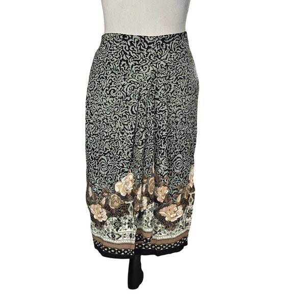 Vintage Faux Wrap Skirt Pleated Front Bohemian Floral Print Unique Classy W28" - Picture 9 of 9